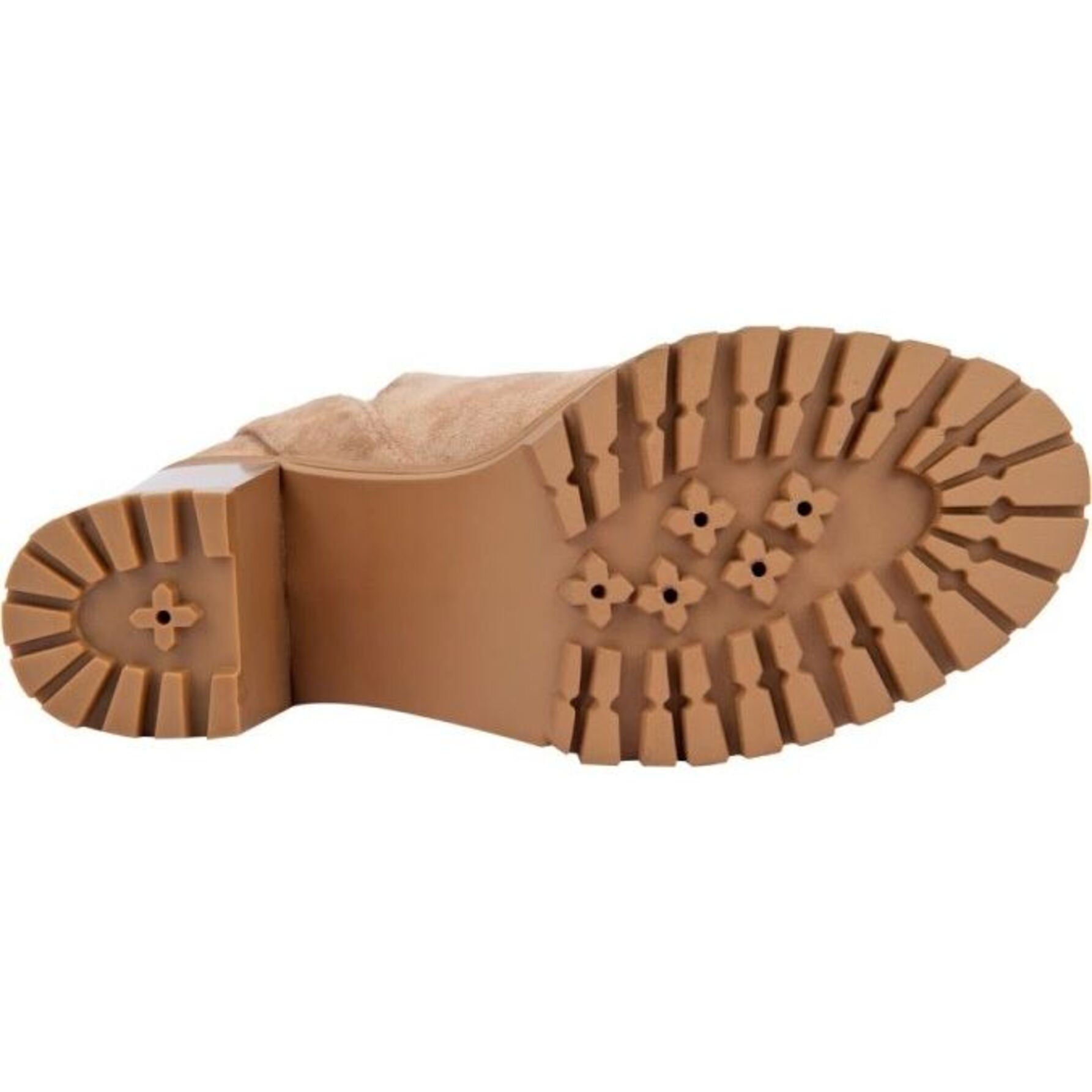 Bota para mujer, acabado ante, con tacón alto, suela antiderrapante, color beige, marca Tierra Bendita 1144376