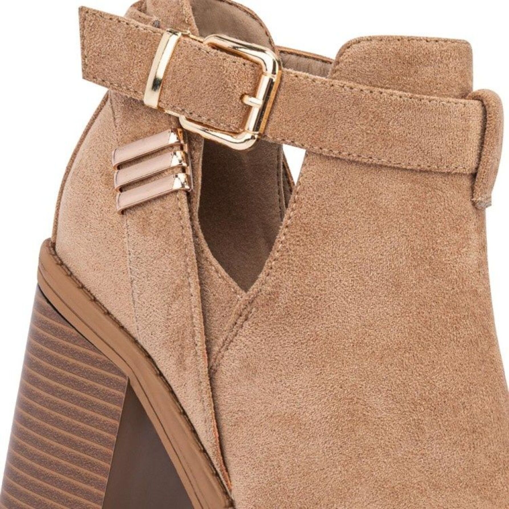 Bota para mujer, acabado ante, con tacón alto, suela antiderrapante, color beige, marca Tierra Bendita 1144376