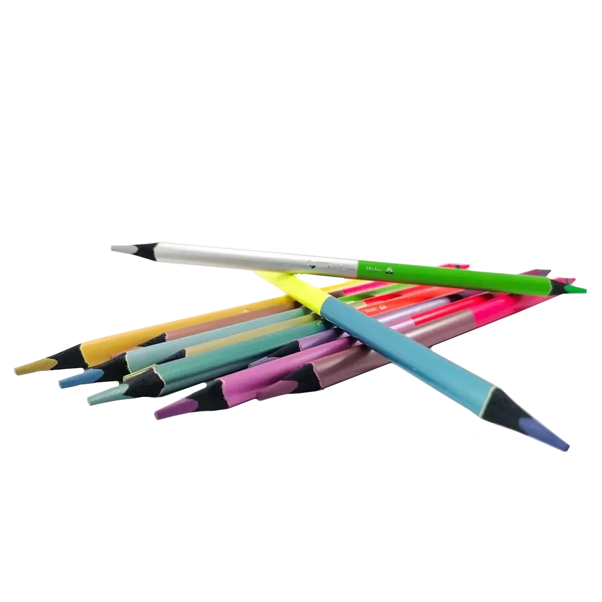 12 Piezas Lapices Premium De Colores Duo Metalicos Neon