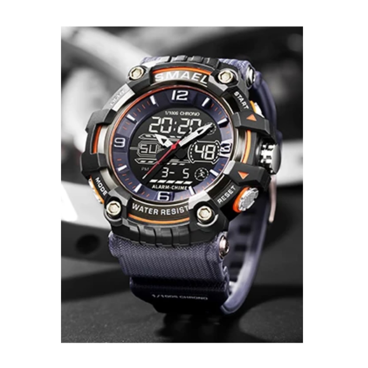 Reloj deportivo azul pulsera cuarzo resistente agua pantalla doble Digital LED militar alarma tacti
