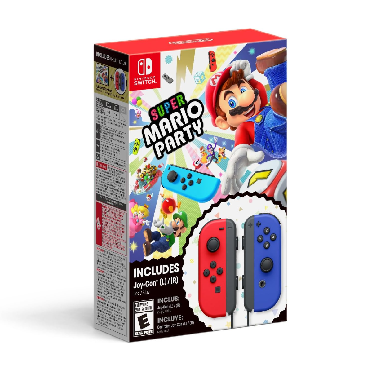 Nintendo Switch Juego Super Mario Party + Red & Blue Joy-Con Bundle