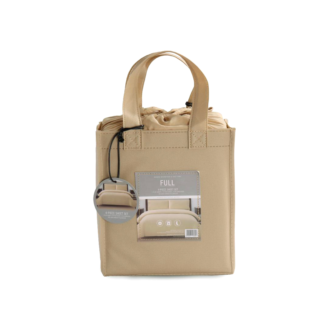 Juego Sábana Microfibra King Size Color Moka  Más Bolsa Para Regalo