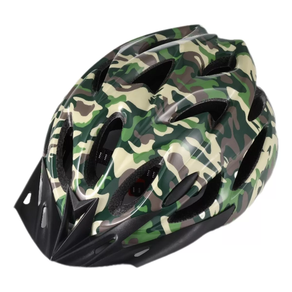 Casco De Bicicleta + Luz De Bicicleta Recargable Usb + Gafas Camuflaje 