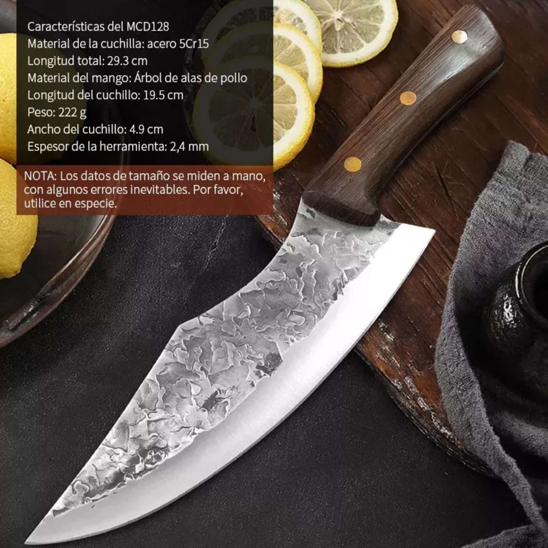 Cuchillo Chef De Cocina Profesional De Acero Forjado A Mano