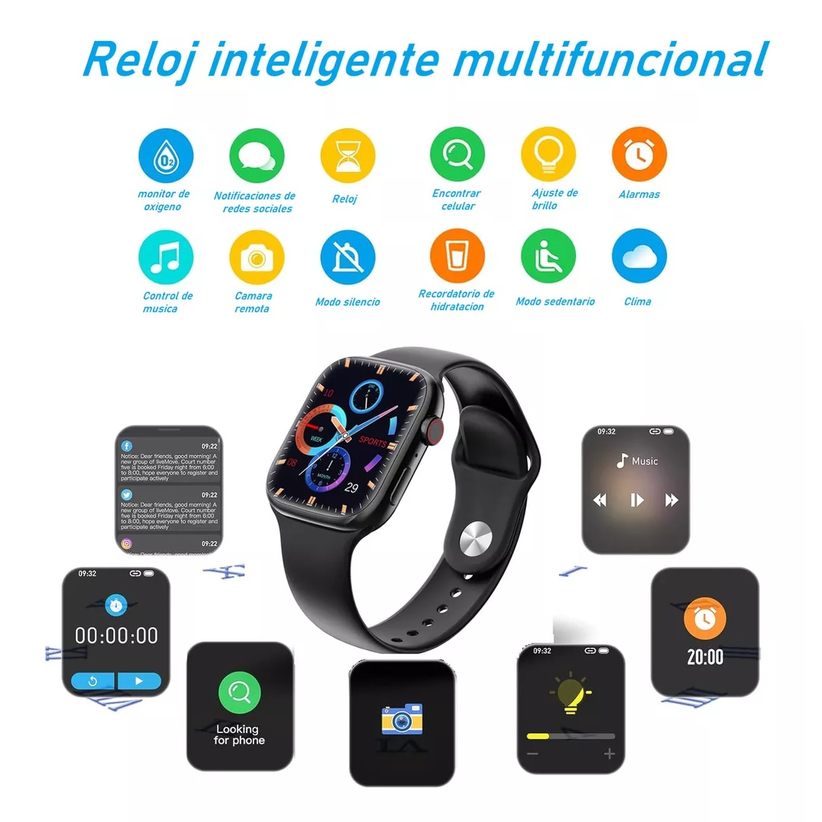 Reloj inteligente Smartwatch Bluetooth, Pantalla Táctil