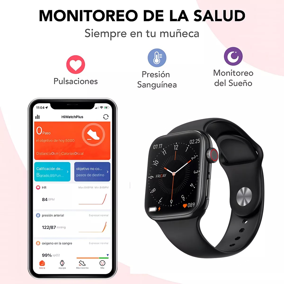 Reloj inteligente Smartwatch Bluetooth, Pantalla Táctil