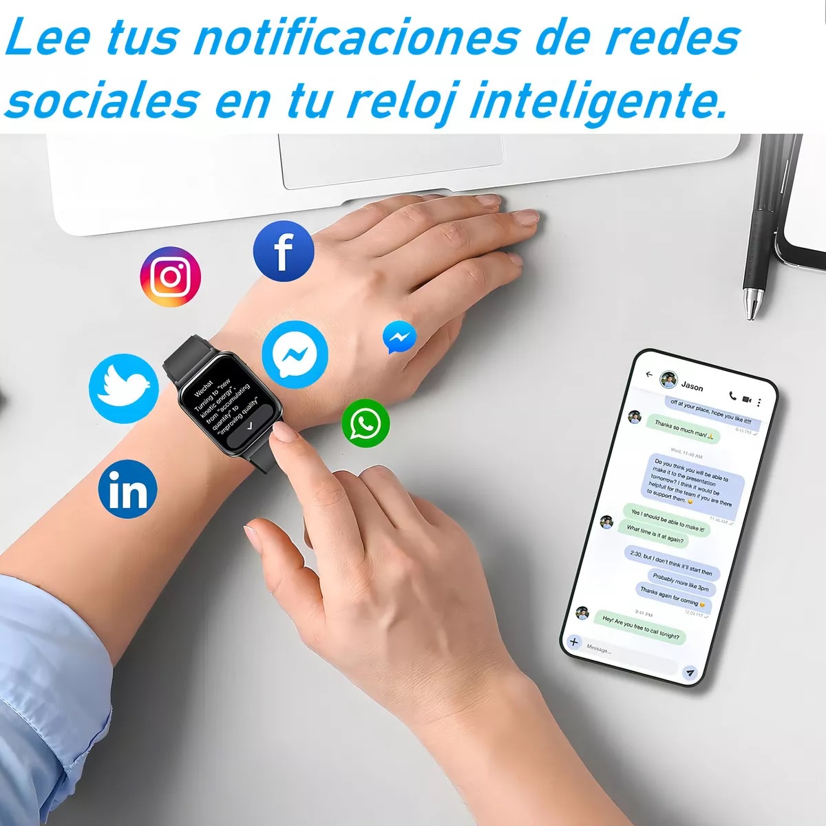 Reloj inteligente Smartwatch Bluetooth, Pantalla Táctil