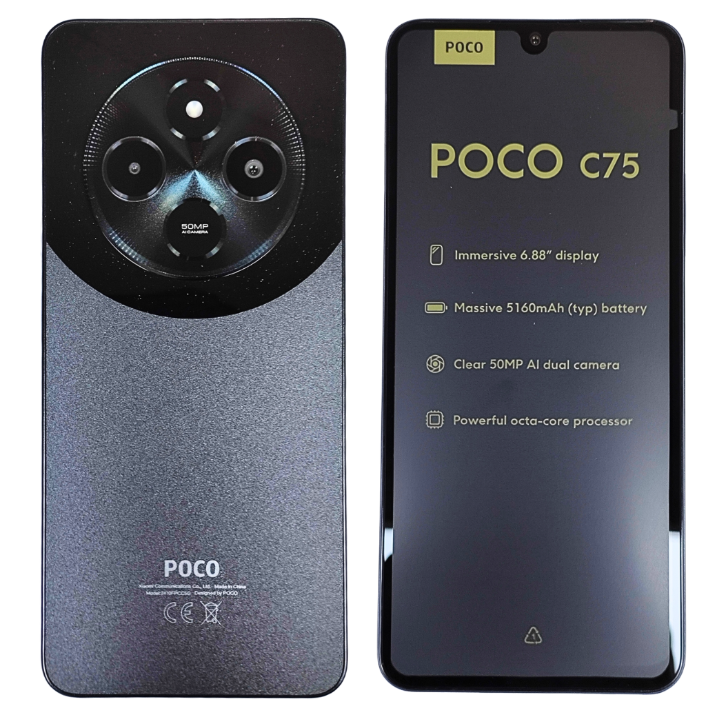 Xiaomi POCO C75 + Audífonos con Pantalla Táctil ELIBOM Beats Flyer  y Smartwatch Filwans