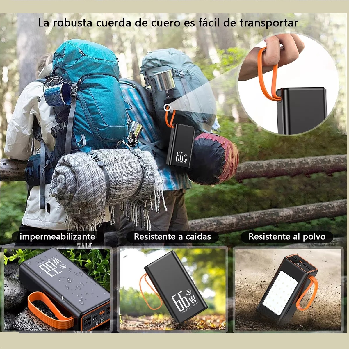 Luz Exterior Portátil Del Banco De Energía 50000 Mah