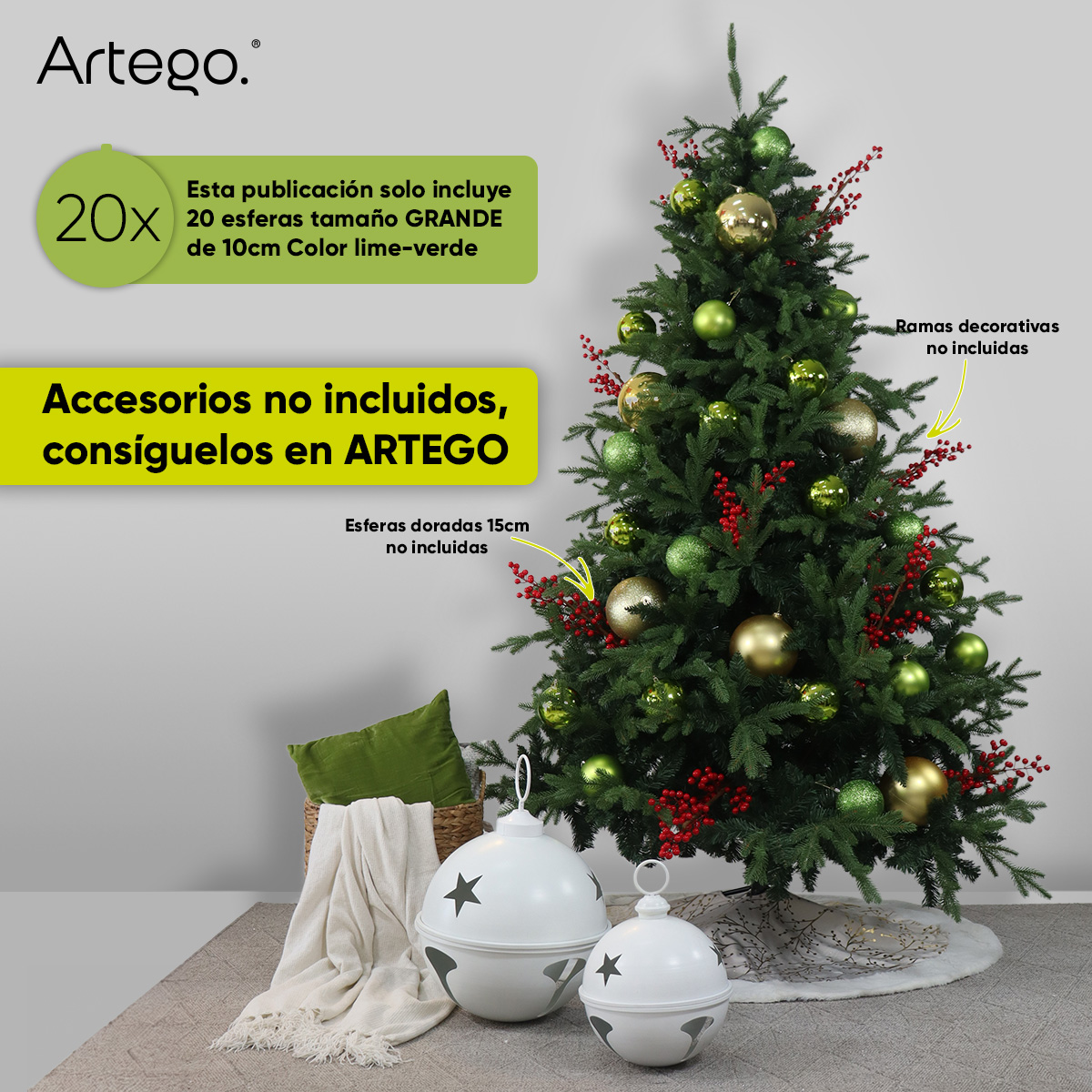 Esferas Navideñas Grandes 10cm Set Paquete 20 piezas decoración 3 acabados mate, brillantes y cromadas Inastillables Christmas balls ornaments