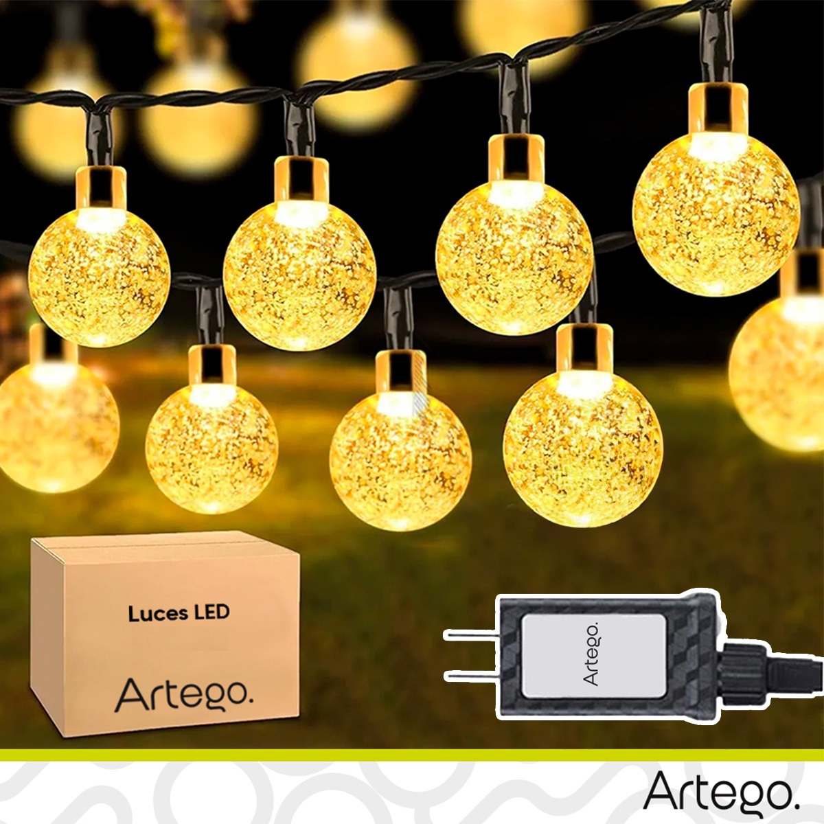 Luces serie 100 led esferas bola cristal style guirnalda de luces interior exterior Decoración Navidad eventos bodas LED 
