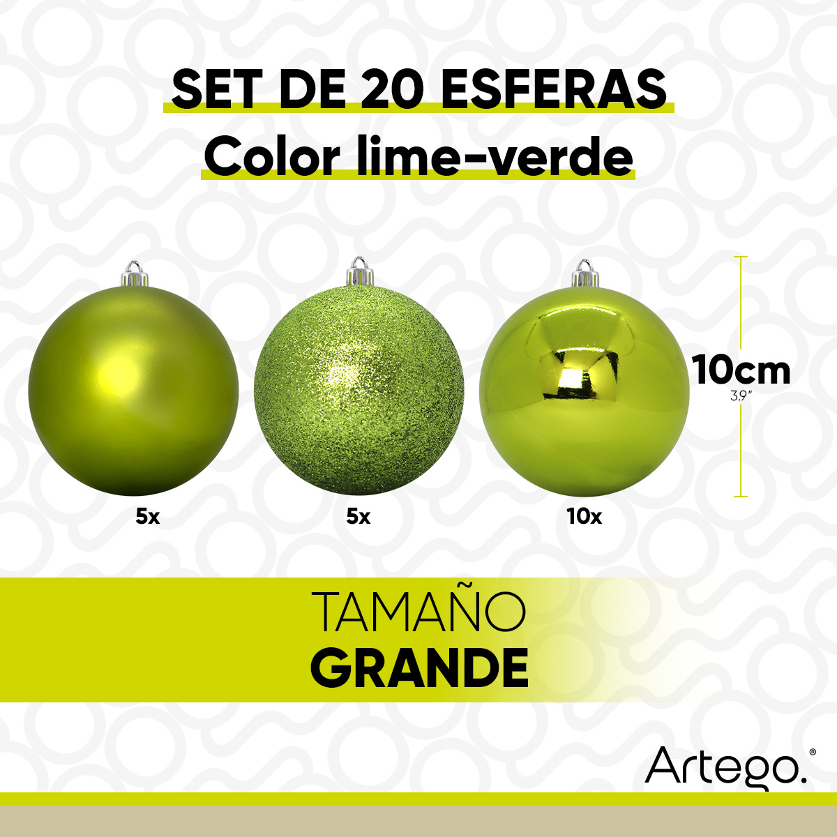 Esferas Navideñas Grandes 10cm Set Paquete 20 piezas decoración 3 acabados mate, brillantes y cromadas Inastillables Christmas balls ornaments