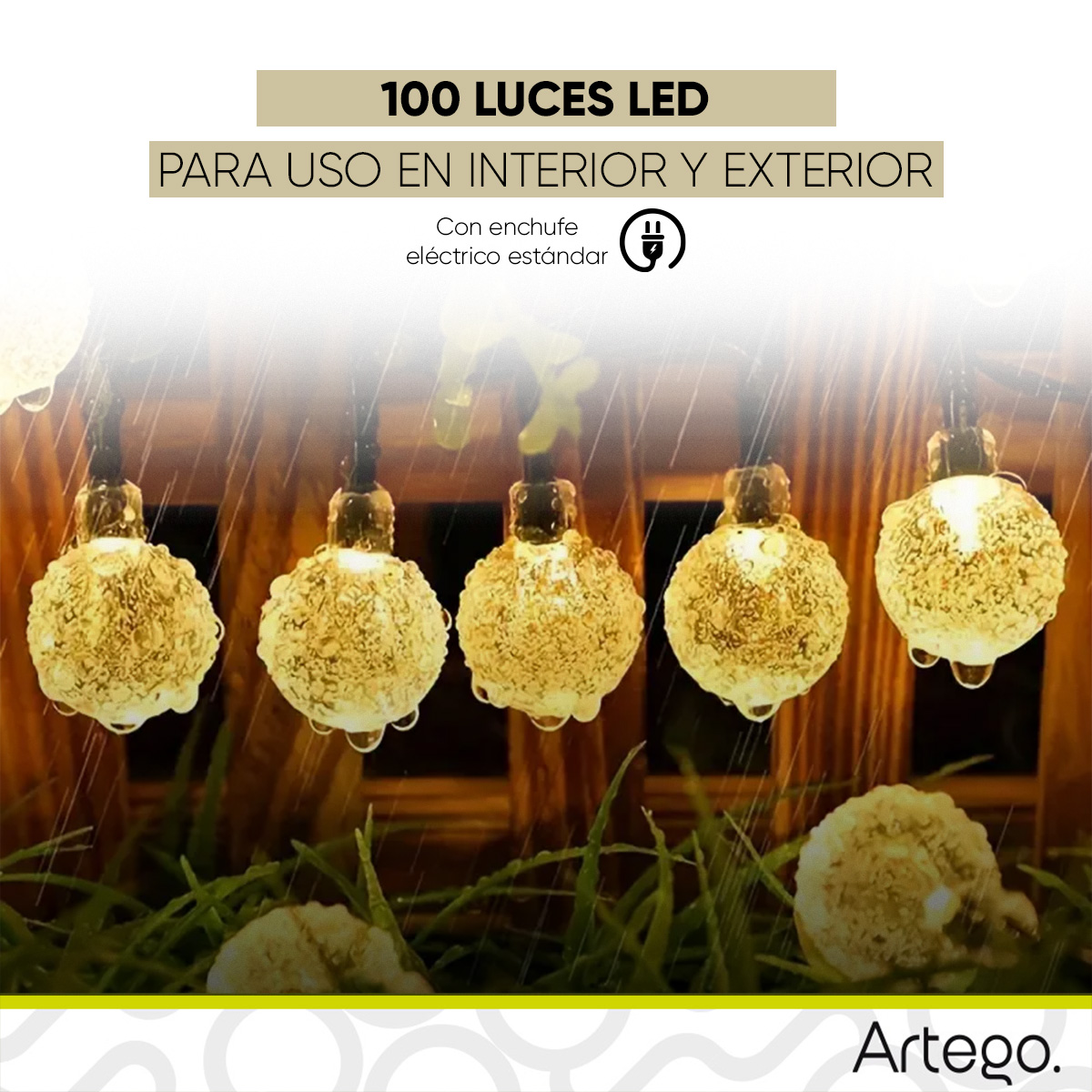 Luces serie 100 led esferas bola cristal style guirnalda de luces interior exterior Decoración Navidad eventos bodas LED 