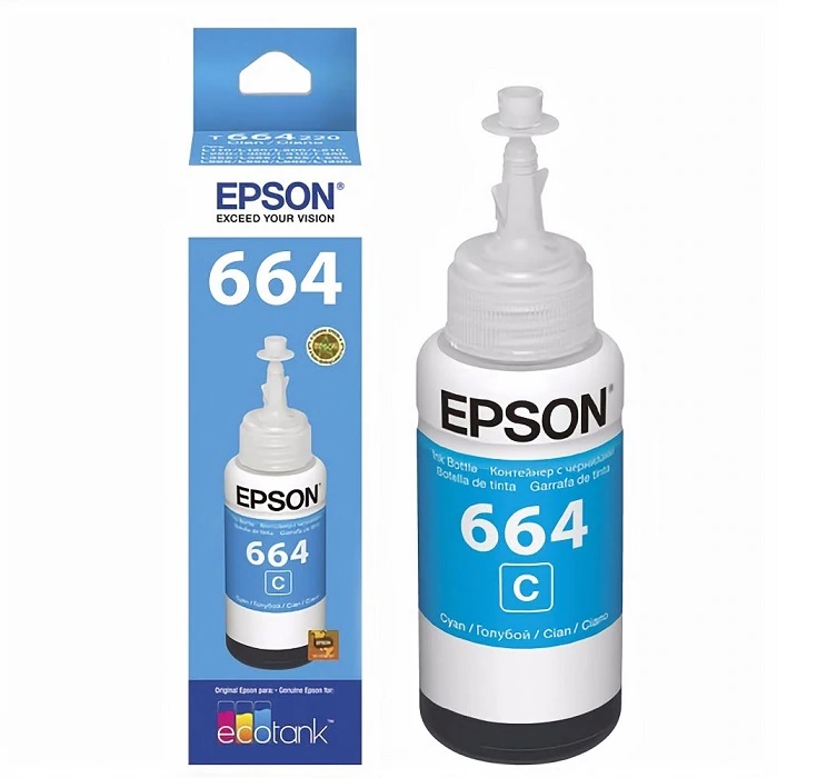 Botella Tinta Epson T664 Cian 644 T664220 C13t66422a Origina impresión tinta cartucho impresora pc