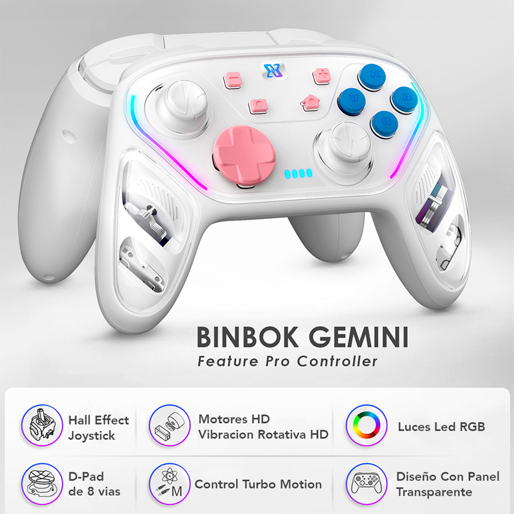 Pro Controller Binbok Para Nintendo Switch Blanco