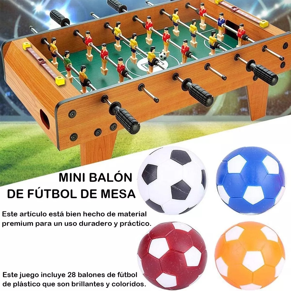 28 Pelota Para Futbolito Accesorios Juegos Balón Colores