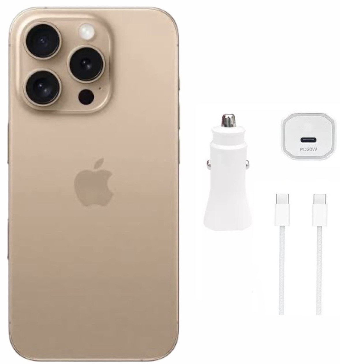 iPhone 16 Pro 128GB Desert Titanium Nuevo abierto E SIM + Cargador de carro. 