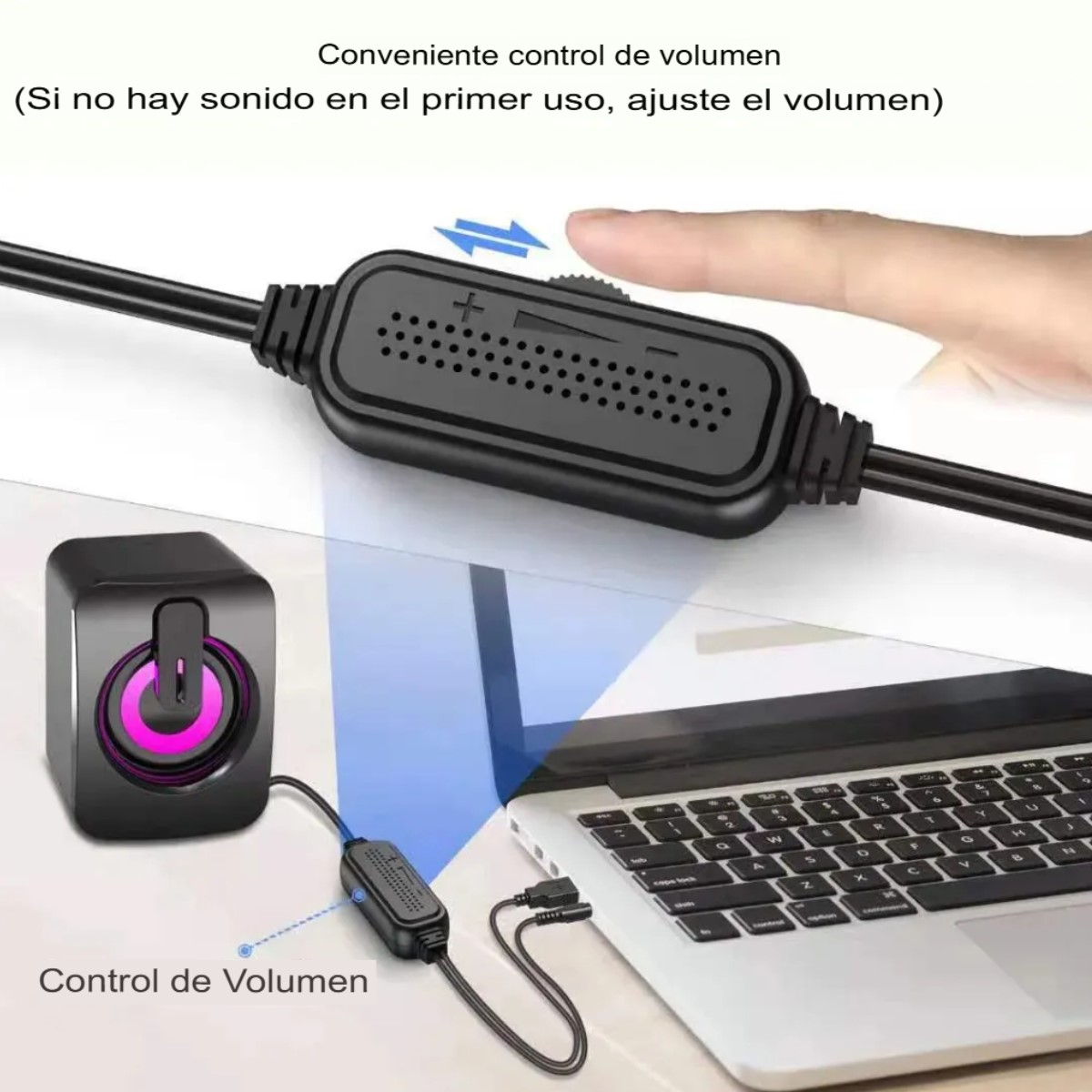 Bocinas mini altavoz portátil USB audio PC lap teléfono luces RGB volumen 3,5mm estéreo HiFi LED
