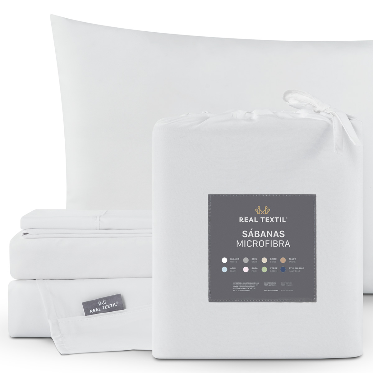 Juego de Sábanas Microfibra Individual Blanco REAL TEXTIL.
