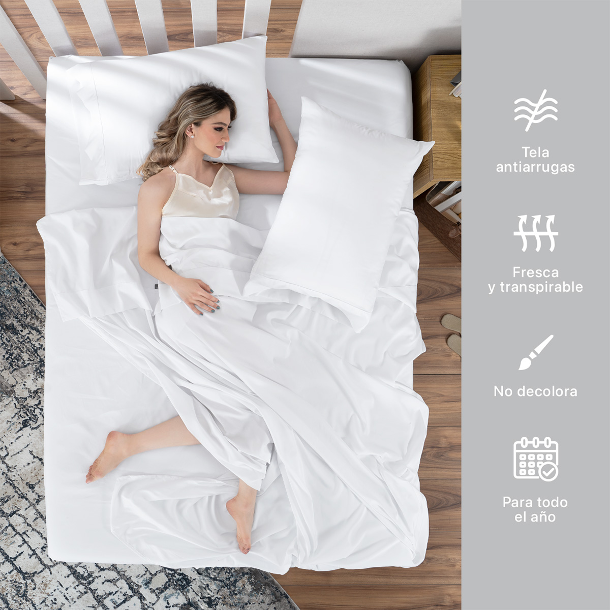 Juego de Sábanas Microfibra Individual Blanco REAL TEXTIL.