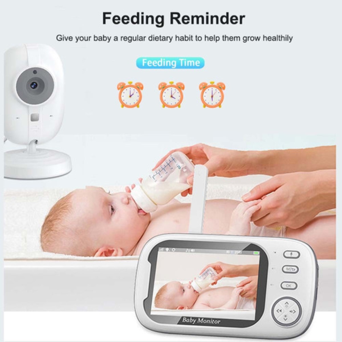 Monitor Para Bebe Camara 360 Control Remoto Pantalla Blanco