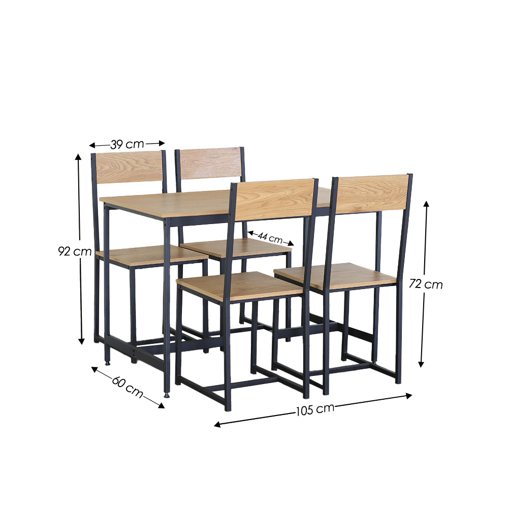 Ilios Innova | Comedor para 4 Personas, Madera y Metal durable y versátil