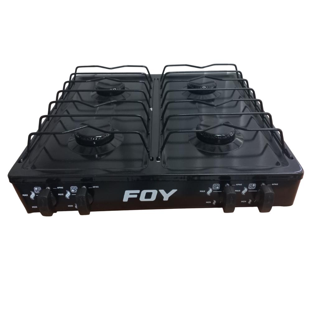 Estufa Parrilla Gas Lp 4 Quemadores Acero Negro Camping Foy