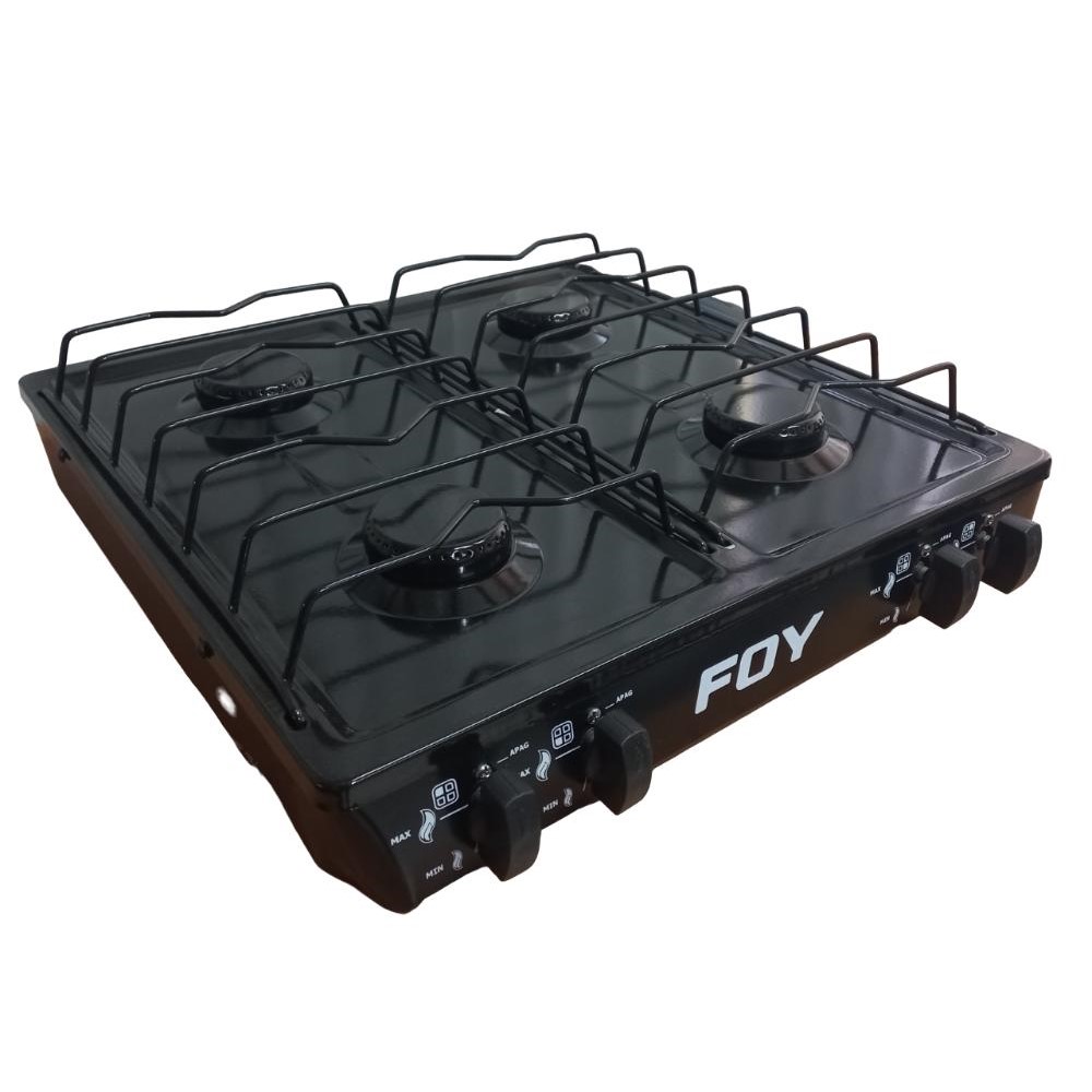 Estufa Parrilla Gas Lp 4 Quemadores Acero Negro Camping Foy
