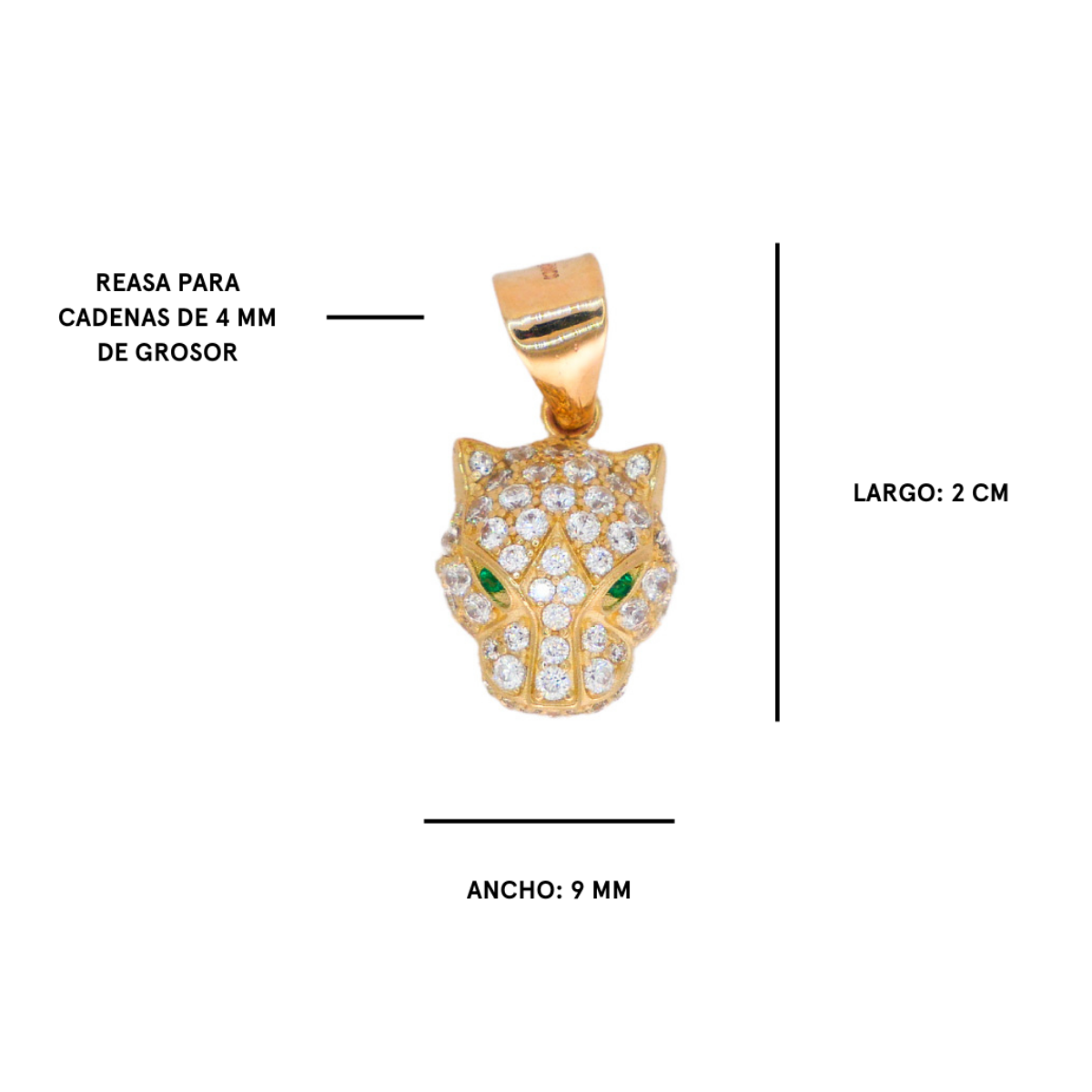 Dije jaguar de oro 10k piedra zirconia .