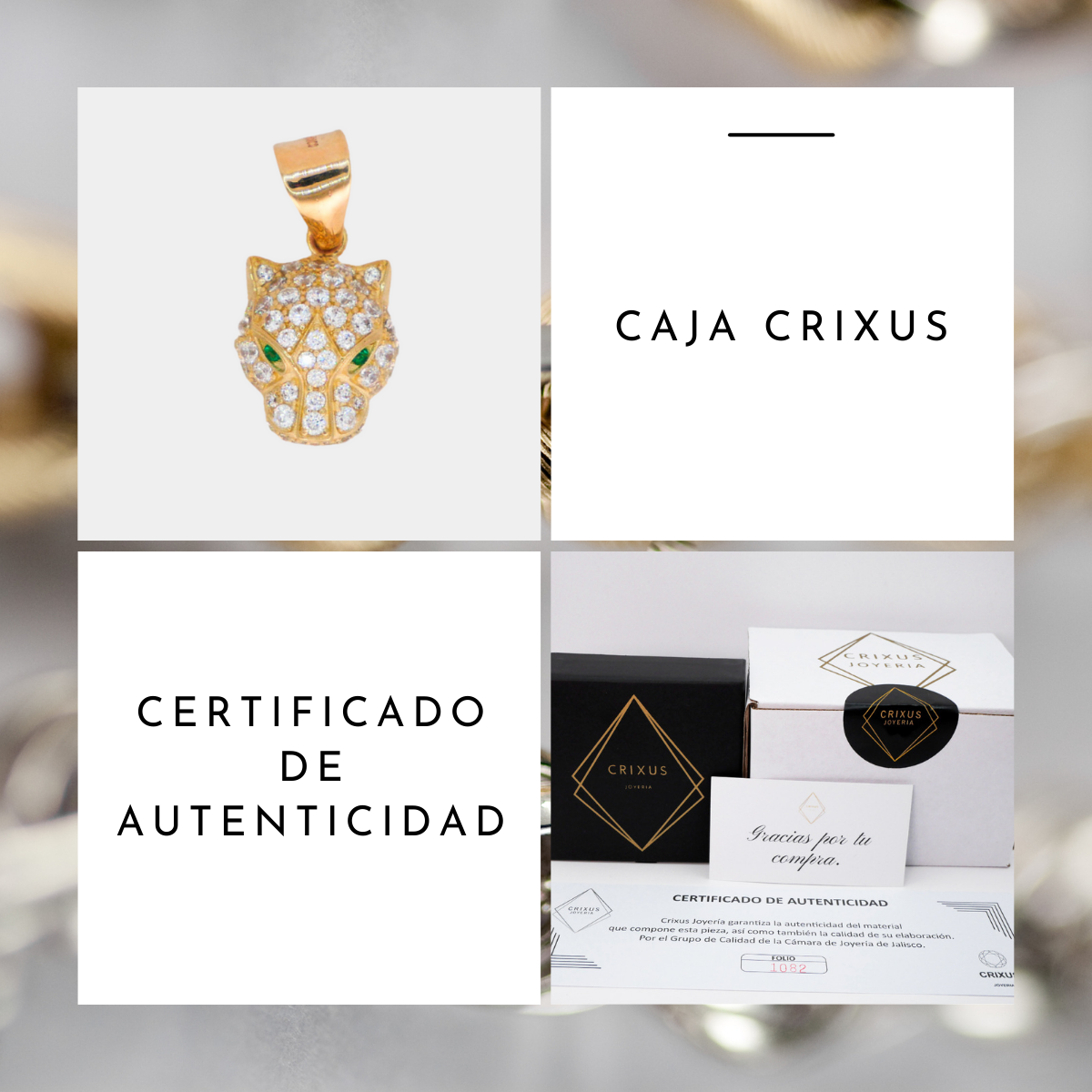 Dije jaguar de oro 10k piedra zirconia .