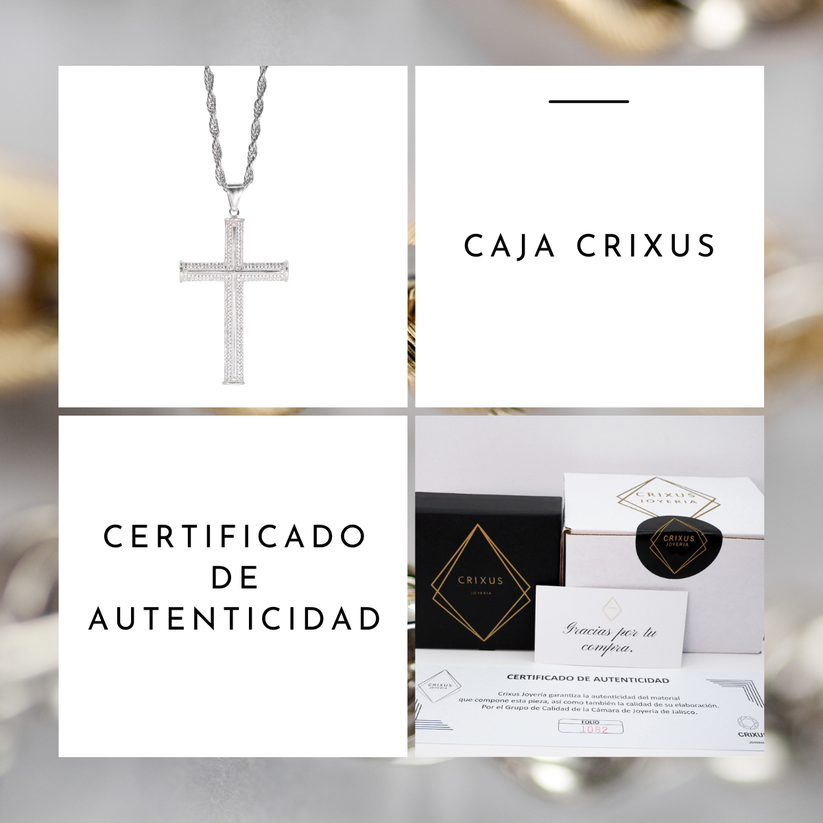 Collar cadena cruz plata .925 hombre torzal piedra zirconia 