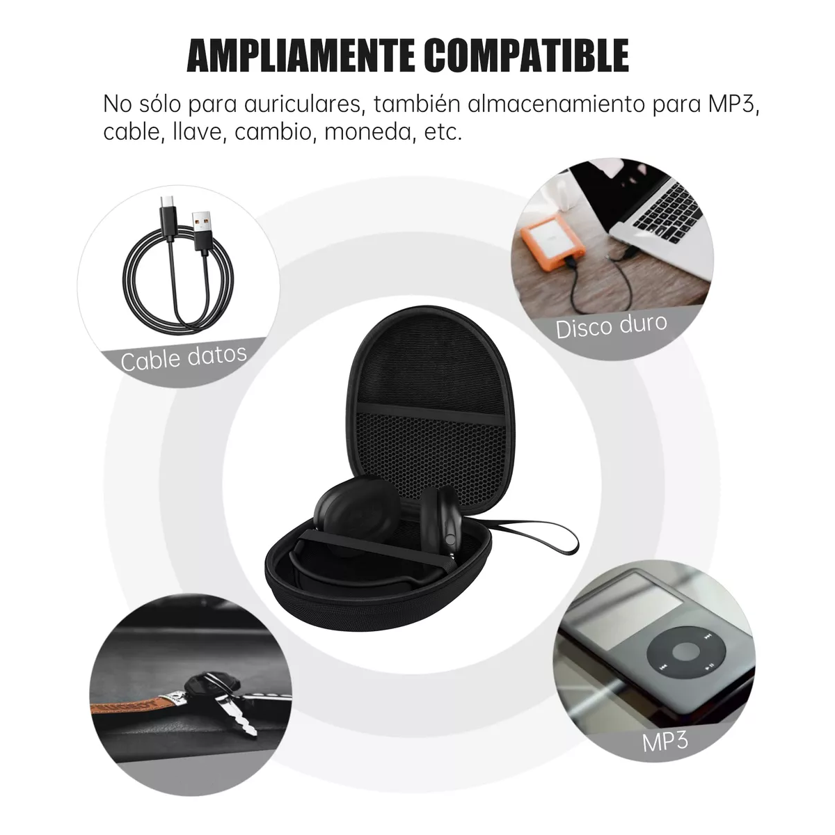 Estuche Case Funda Audífonos Diadema Alámbricos Inalámbricos