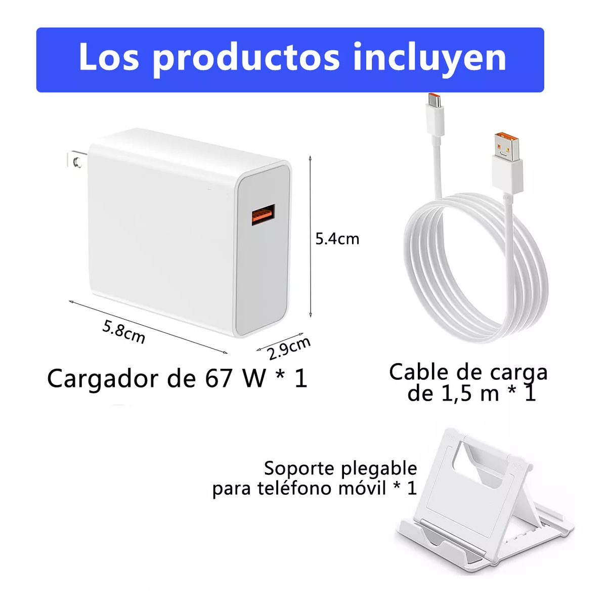 Cargador Rápida Turbo 67w Para Xiaomi Redmi Poco+soporte