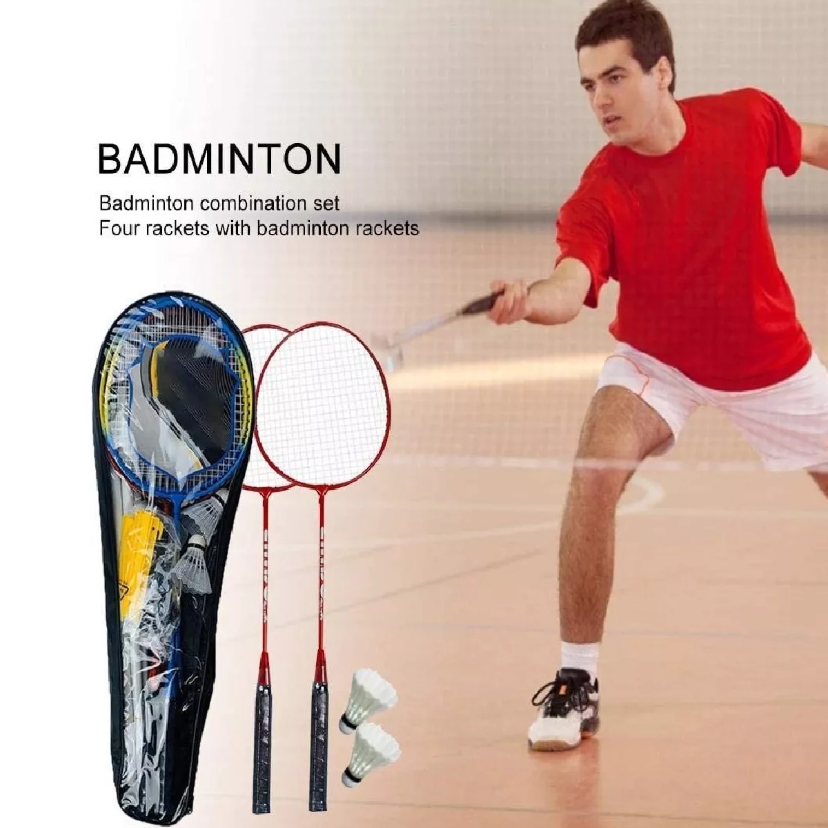 Juego De 4 Raquetas De Bádminton Con Red Y Pelota