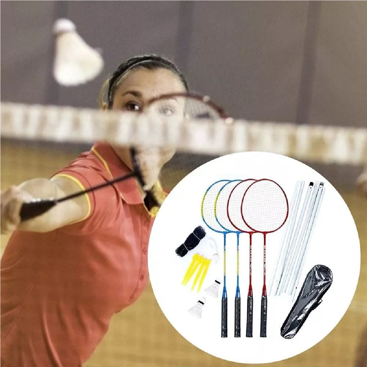 Juego De 4 Raquetas De Bádminton Con Red Y Pelota