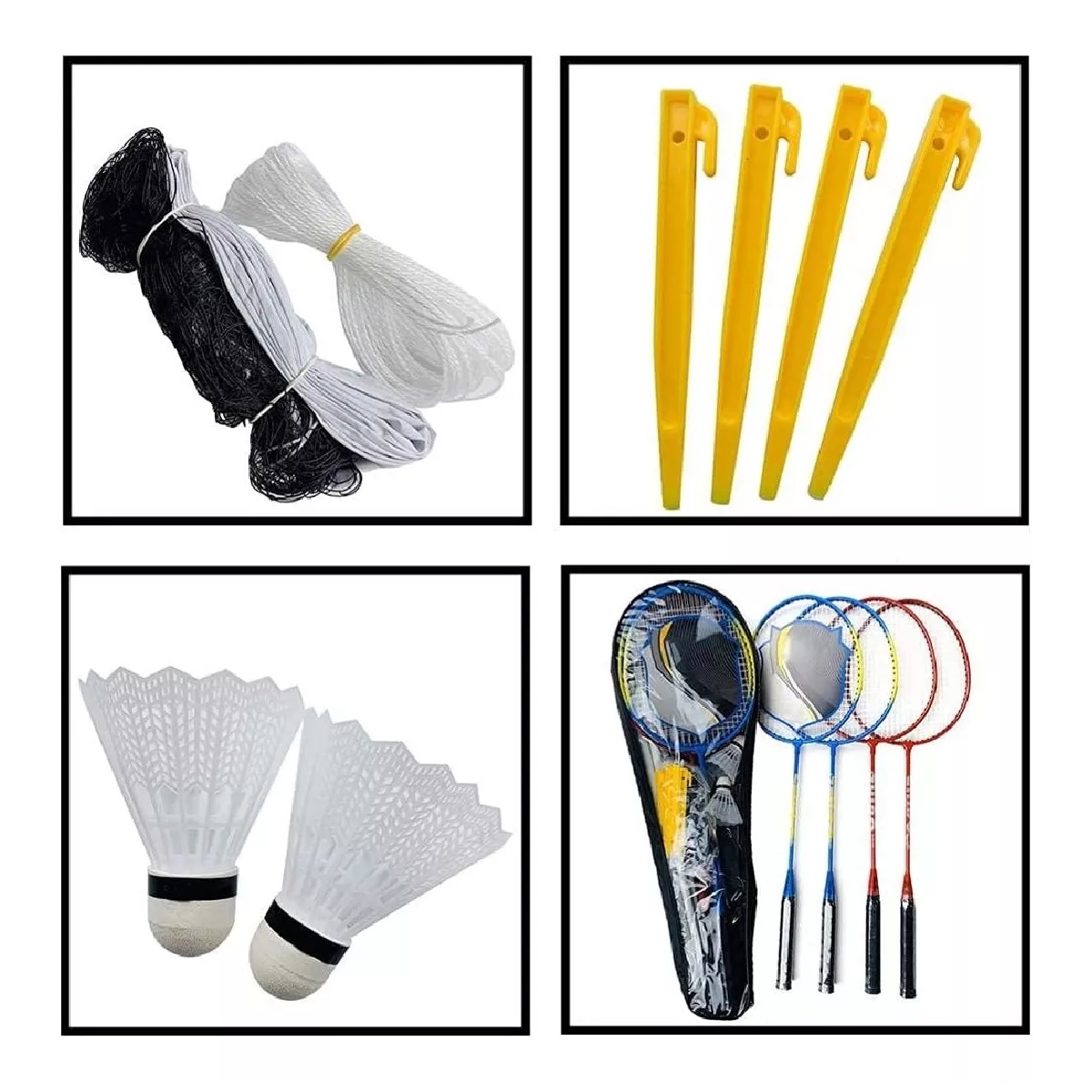 Juego De 4 Raquetas De Bádminton Con Red Y Pelota