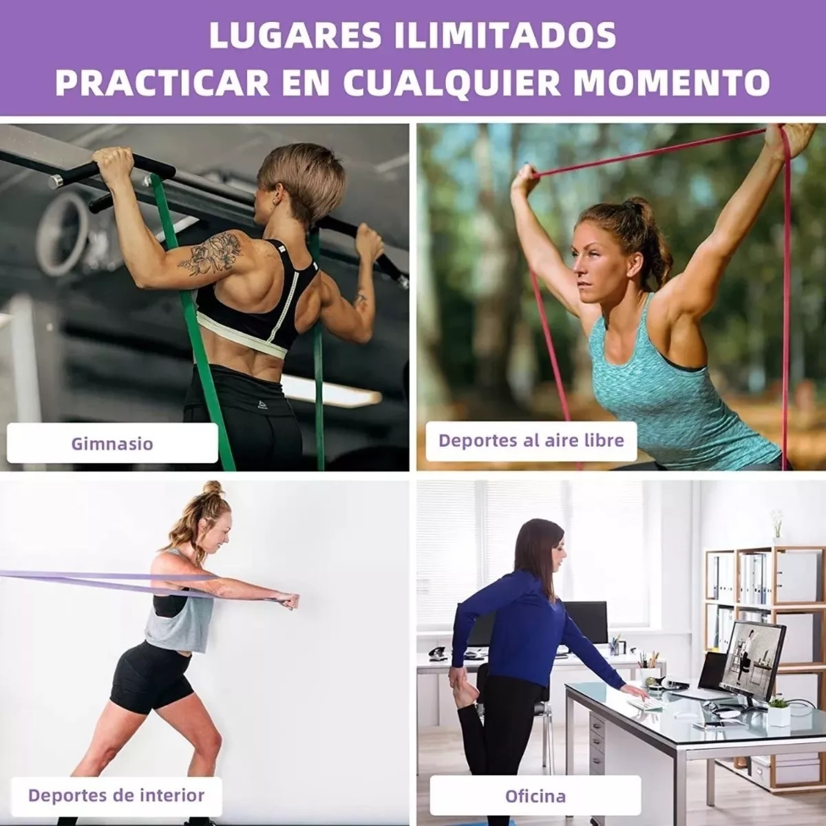 Set Ligas Resistencia 5 Bandas Elastica Pull Up Entrena En Casa