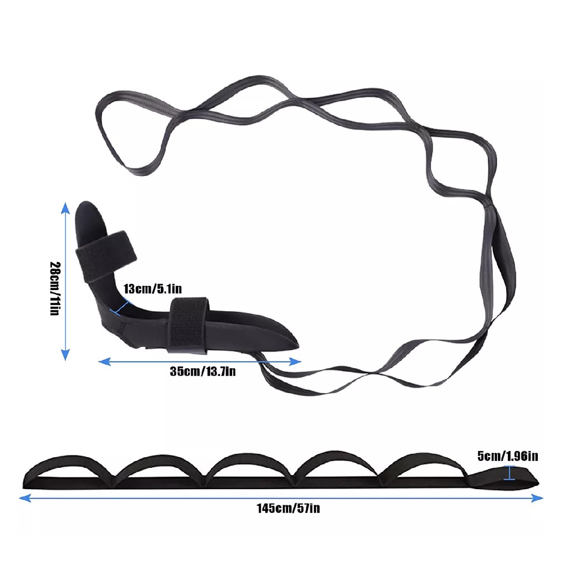 Cinta Deportiva Estiramiento Fisioterapia Yoga Pilates Gris