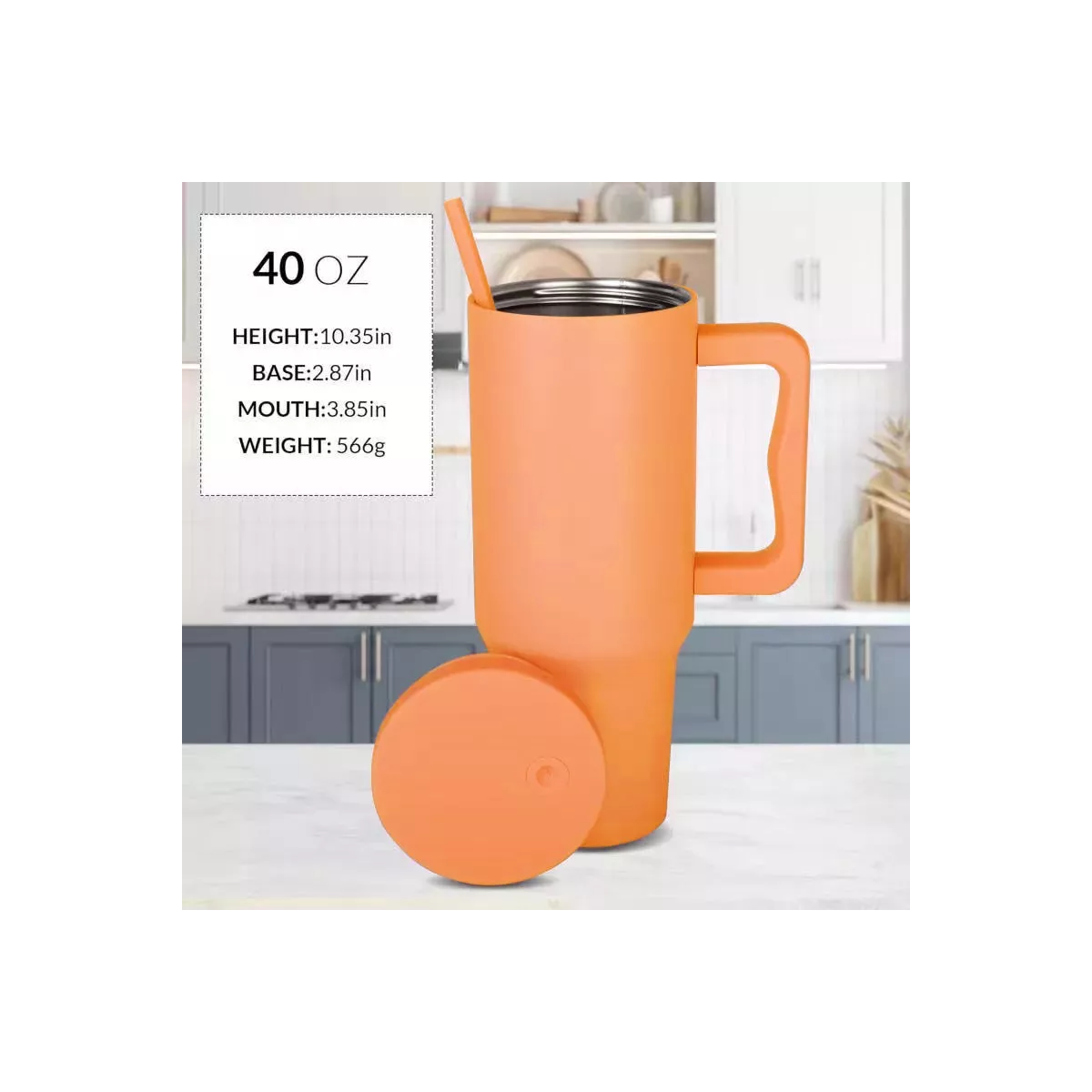 Vaso Térmico Portátil De Acero Inoxidable 40oz Con Calor/frí Naranja