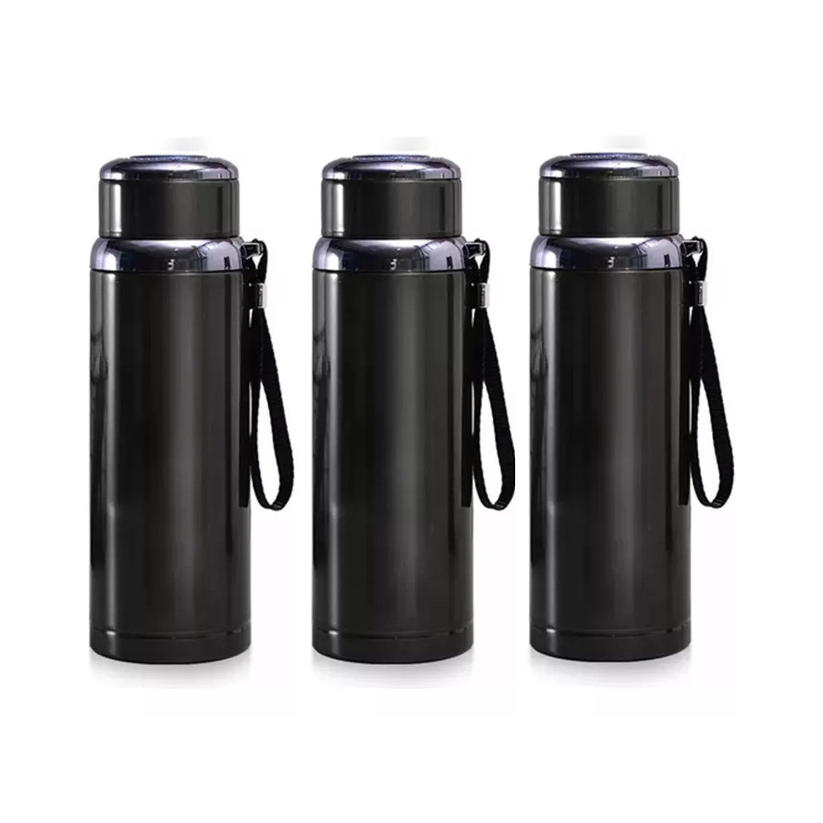 Termo De Acero Inoxidable Aislado Al Vacío 1000ml 3 Pack Negro