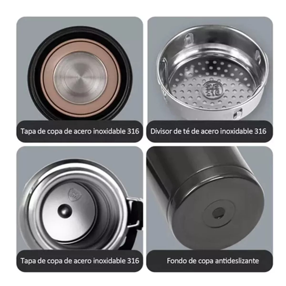 Termo De Acero Inoxidable Aislado Al Vacío 1000ml 3 Pack Negro