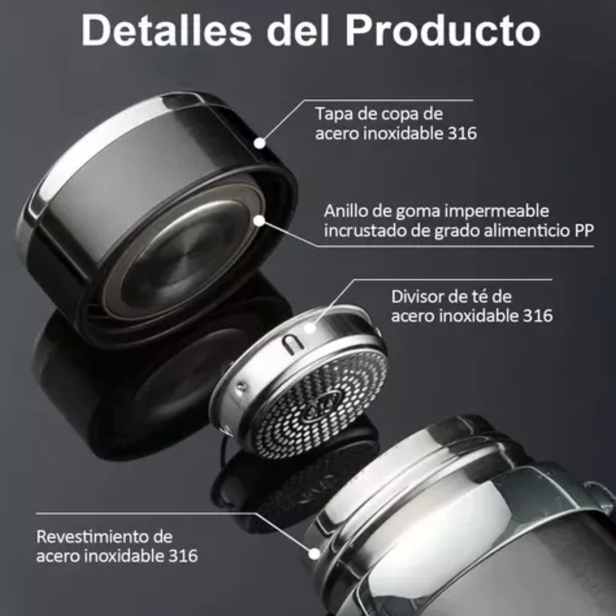 Termo De Acero Inoxidable Aislado Al Vacío 1000ml 3 Pack Negro