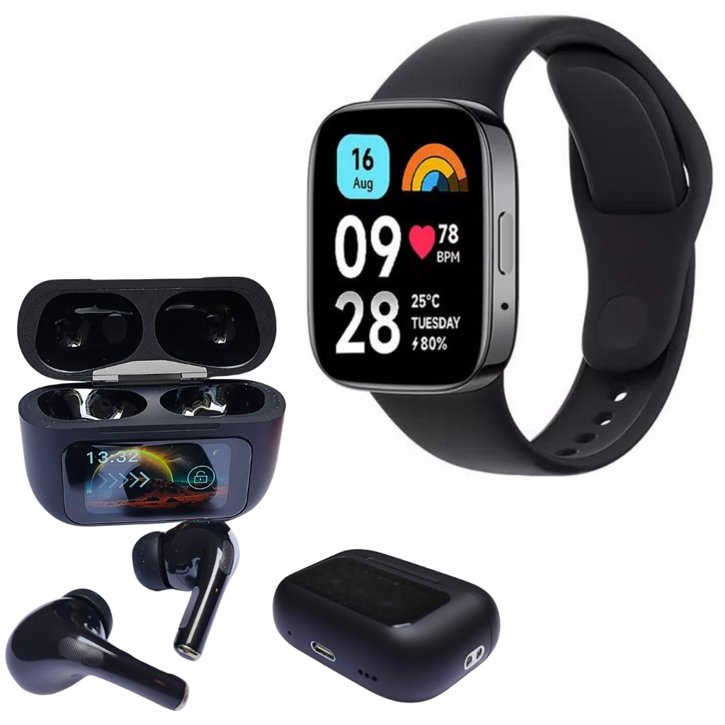 Combo de Redmi Watch 3 Active con Audífonos con pantalla táctil Elibom Beats Flyer