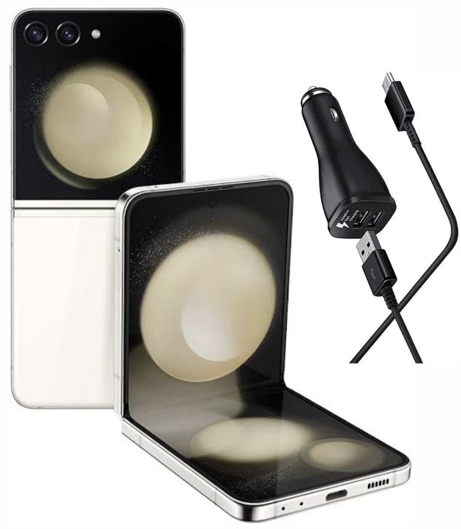 Samsung Galaxy Z Flip 5  256GB Blanco Snapdragon +Cargador para auto de 25W. Reacondicionado