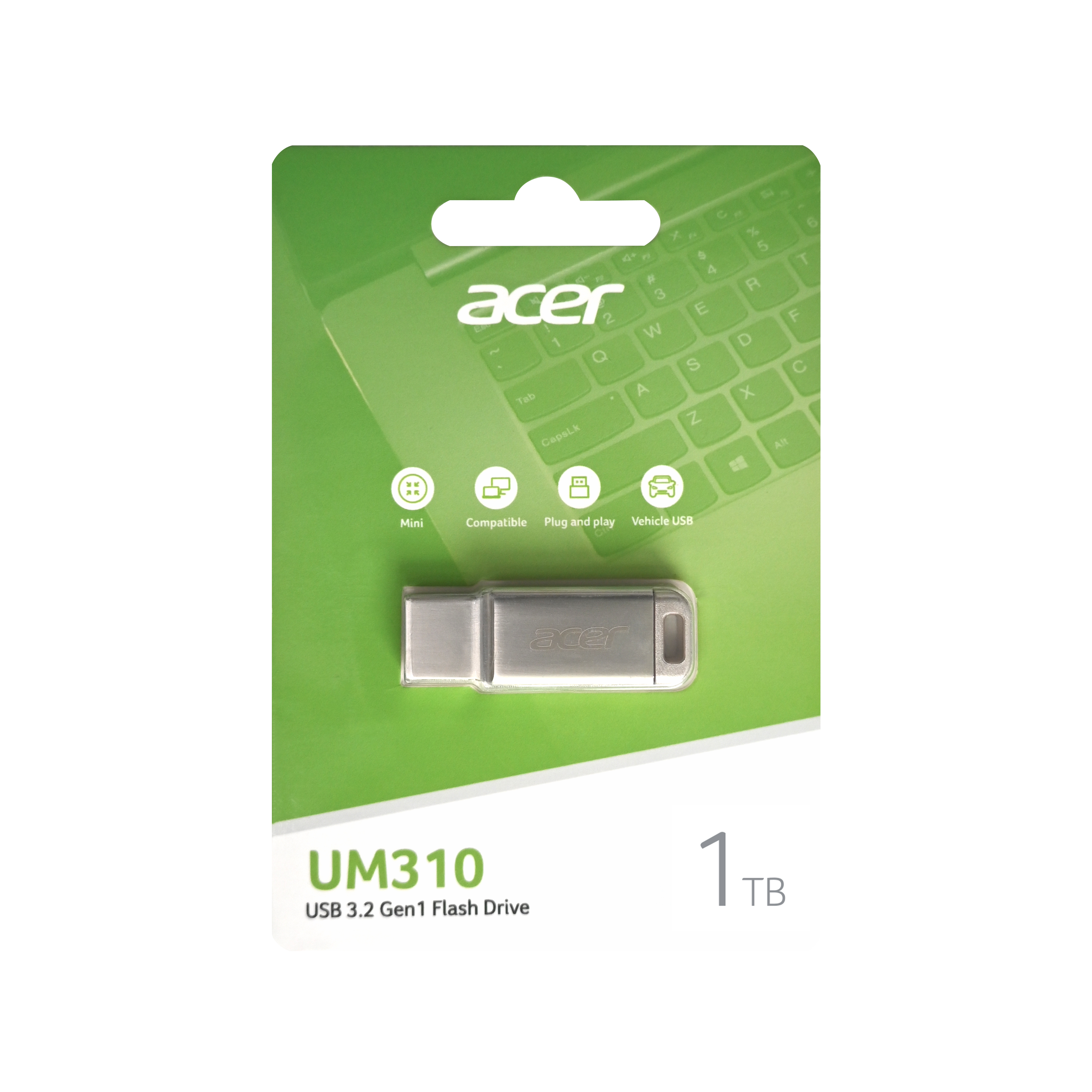 Memoria USB 3.2 de 1 TB, Acer UM310, Metálica