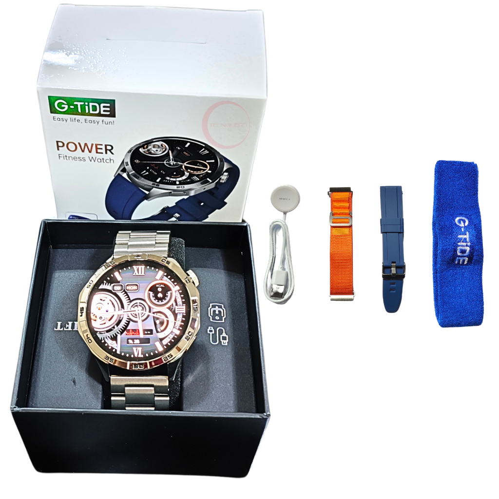Combo de Smartwatch G-Tide Power - Correa Metálica con Audífonos con pantalla táctil Elibom Beats Flyer