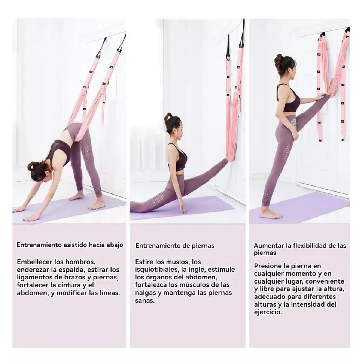 Columpio Yoga Aéreo Conjunto Hamaca Aéreo Puerta Ejercicio Rosa