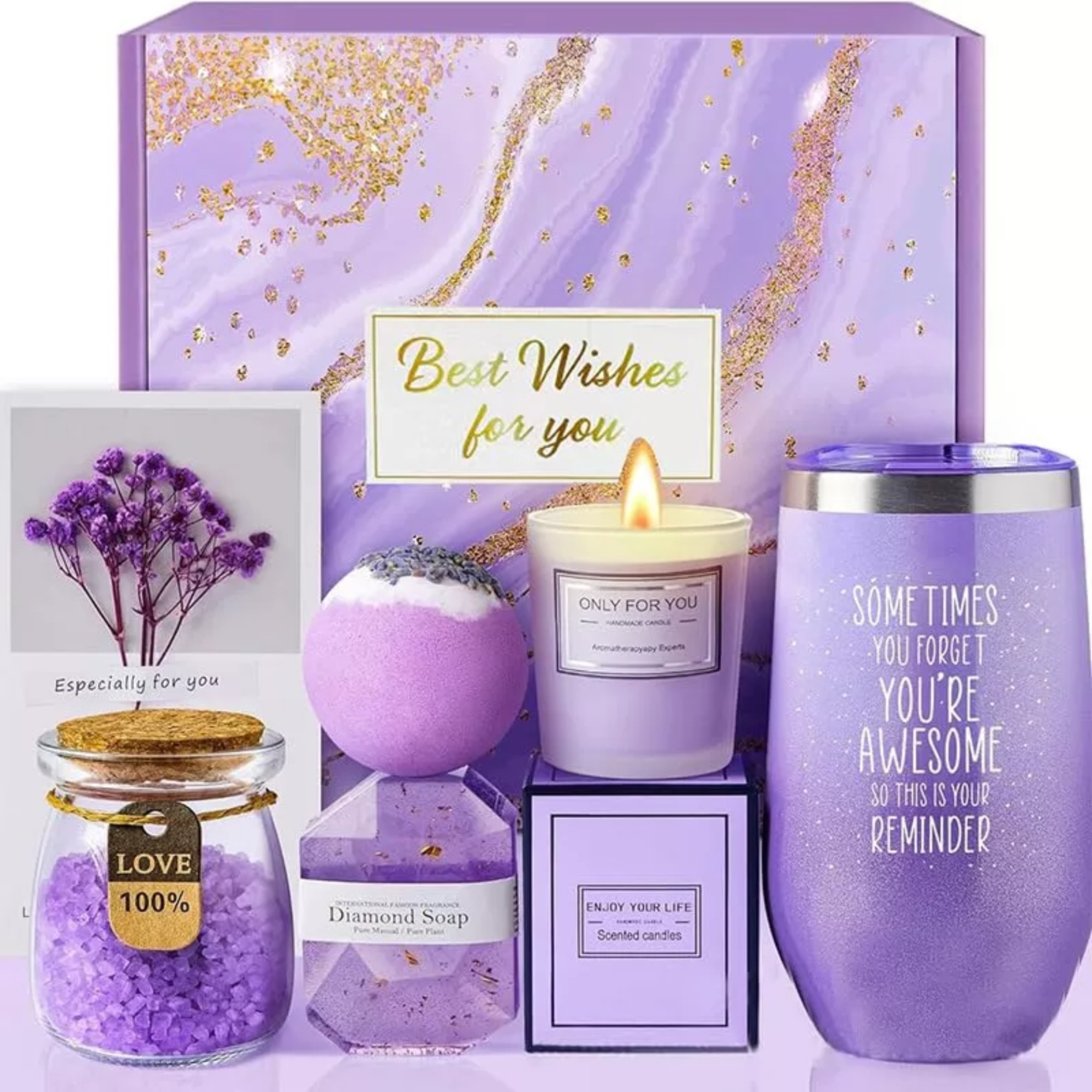 Regalos De Cumpleaños Para Mujeres, Cesta De Regalo Relajant MORADO