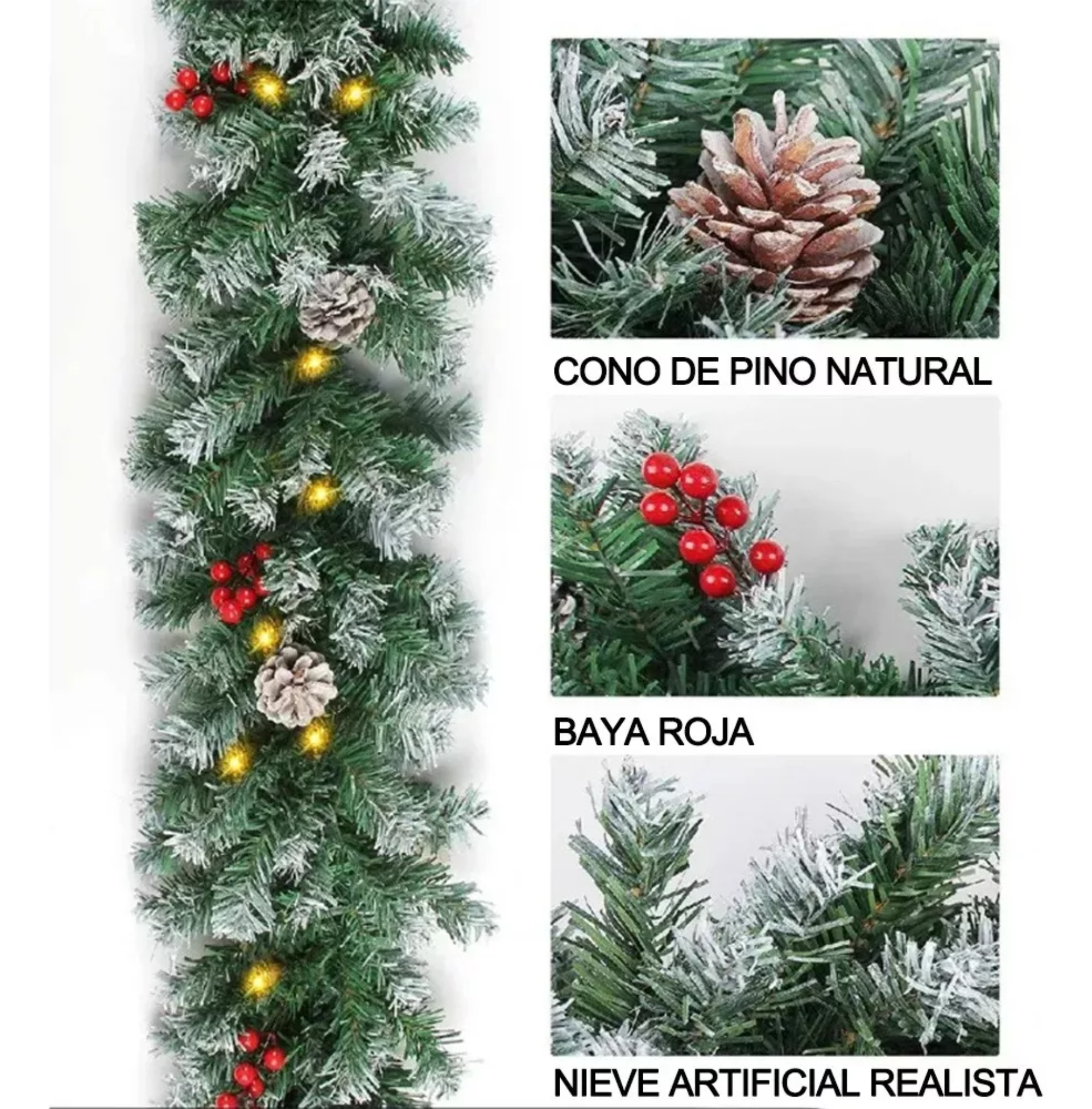 Guía Guirnalda Navideña Luces De Guirnalda Decoración 2.7m