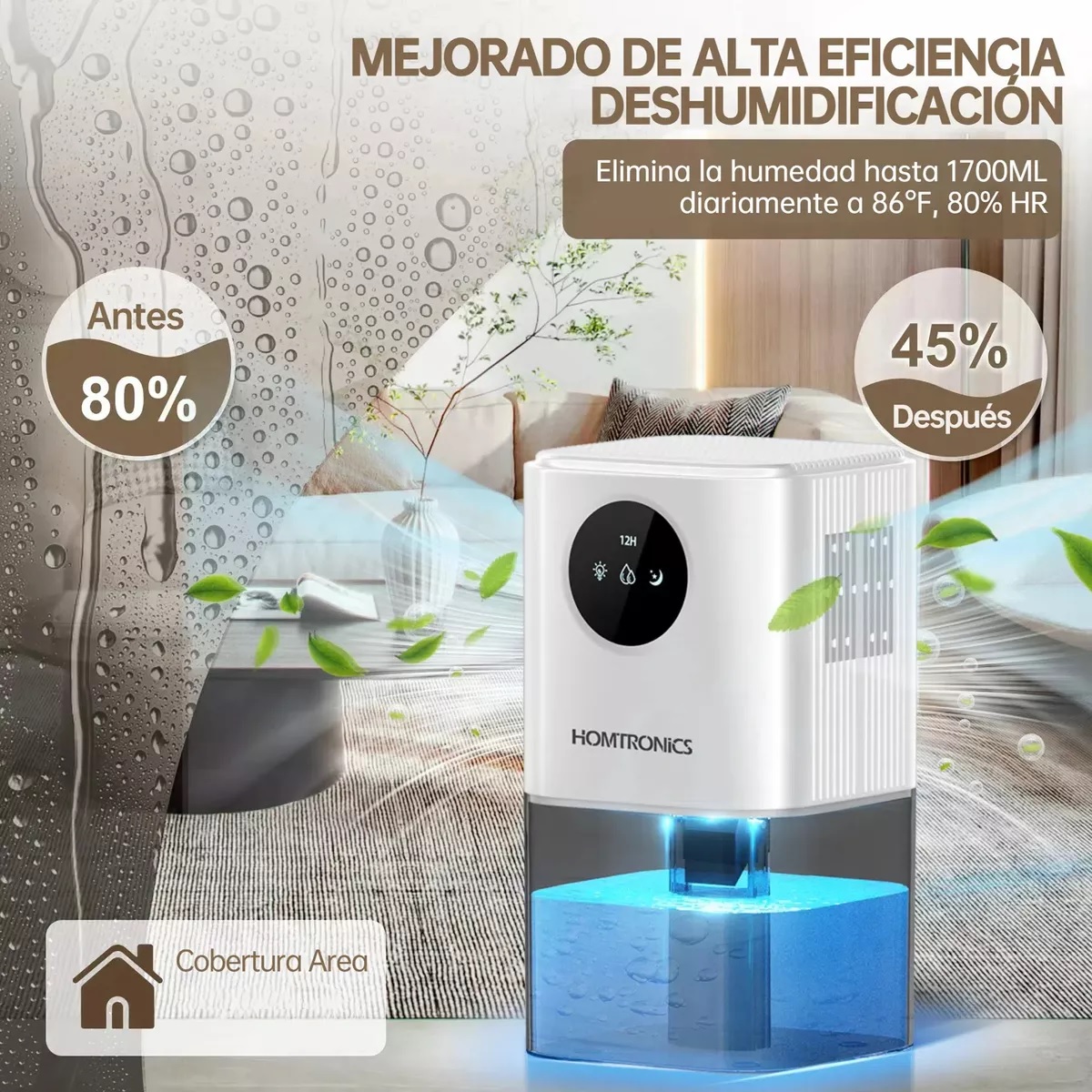Deshumidificadores Domesticos Electrico 1700ml Led